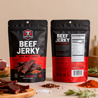 Bolsas Doypack Personalizadas con Cierre, Impresas Digitalmente en Negro y Naranja, de 150g, 250g y 300g, para Carne Seca de Cerdo y Res