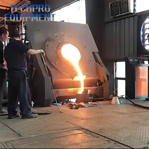 Steel Shell 750KG Capacity Induction Iron Melting Furnace Electrical Hydraulic Tilting Smelting Oven for Sale