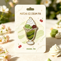 Épingles à revers populaires en sable mouvant, badges en métal à paillettes pour chapeaux et sacs, épingles émaillées personnalisées Matcha Chocolat avec carte – Vente en gros