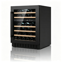 Nevera para vinos bajo encimera con estantes extraíbles de haya, control táctil digital, gabinete compacto para vinos para el hogar