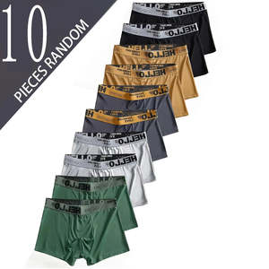 Lot de 10 caleçons et boxers pour hommes, coupe droite, multicolores, populaires, amples, respirants et frais pour l'été, tailles S-XXL - Product Image 1