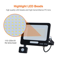 KCD 6500K Sensor de movimiento Reflectores Exterior Blanco frío Producto caliente Moderno 20W 30W 50W 100W 150W 200W 300W Luz de inundación LED