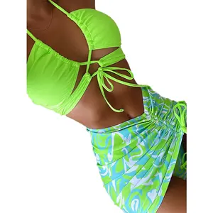 Young women push up open sexy xxx hot bikini young girl 3piece swimsuit set