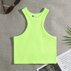 ODM OEM <span class=keywords><strong>v</strong></span>êtements Logo personnalisé femmes débardeur graphique en gros vierge dames <span class=keywords><strong>blanc</strong></span> noir uni basique tricot côtelé haut débardeur - Product Image 5