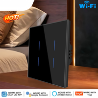 Interrupteur tactile intelligent Wi-Fi, norme européenne, 10A 240V, sans fil neutre, contrôle vocal via application et Alexa