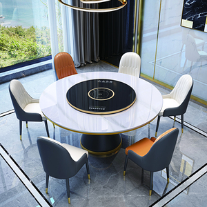 Moderno semplice grande tavolo da pranzo rotondo in ardesia con giradischi in marmo mobili per la casa appartamento o Bar uso - Product Image 5
