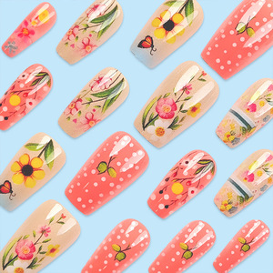 24 Uds Ballet Press on Nails Medium Spring Flower Butterfly Nail <span class=keywords><strong>Tips</strong></span> Adecuado <span class=keywords><strong>para</strong></span> manos, pies y <span class=keywords><strong>cuidado</strong></span> <span class=keywords><strong>de</strong></span> <span class=keywords><strong>uñas</strong></span> - Product Image 3