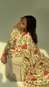 <b>Summer</b> Open Chiffon Cardigan with Inner Dress Dubai <b>Kaftan</b> Bloom Print Abaya for Casual Vacation Wear - Product Image 2