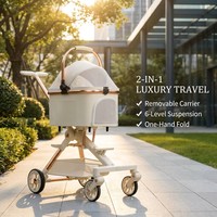 Poussette pour animaux de compagnie en tissu Oxford réglable et portable, en alliage d'aluminium léger, pliable à un bouton, détachable, pour chiens et chats - Vente en gros usine