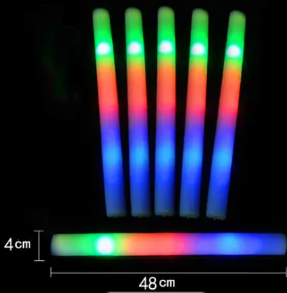 공장 가격 사용자 정의 도매 파티 용품 멀티 컬러 깜박이 거품 LED 빛 거품 스틱 Led 거품 글로우 스틱