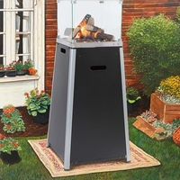 Cheminée extérieure moderne au gaz, foyer en forme de pyramide, design carré, acier Corten, verre, propane, GPL, revêtement en poudre