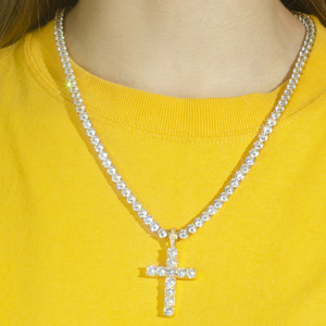 Wholesale Price 1.2Inch Moissanite <b>Cross</b> Pendant Hip Hop Style Round Brilliant Cut Moissanite 925 Silver Hip Hop Pendant - Product Image 3