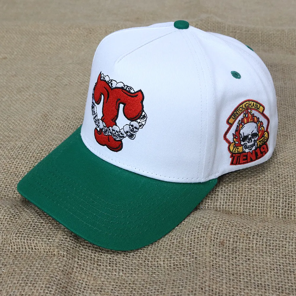 Logo personalizzato berretto di cotone twill tessuto strutturato marchio del ricamo 5 cappello pannello curvo brim hat berretto da baseball
