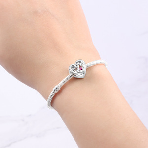 White copper FOREVER heart <b>beaded</b> original niche high-end DIY <b>bracelet</b> for girls - Product Image 6