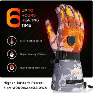 Gants chauffants imperméables à <span class=keywords><strong>batterie</strong></span> rechargeable 7,4 V 22,2 Wh, compatibles avec les écrans tactiles, pour hommes et femmes, ski, moto - Product Image 2