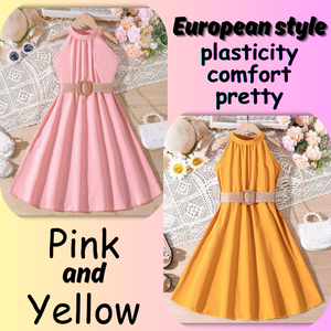 Robes d'été en satin uni pour filles, design chic, style princesse, service ODM, 8-12 ans - Product Image 4
