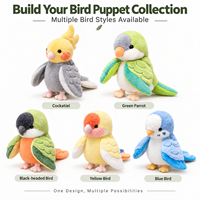 Marionnette à main en peluche de perroquet de dessin animé, jouet interactif parent-enfant, souvenir du zoo, rembourrage en coton PP