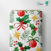 Tissu DBP imprimé festif personnalisé, tissu polyester double brossé ultra doux pour emballages cadeaux de fêtes, sans MOQ, vente en gros