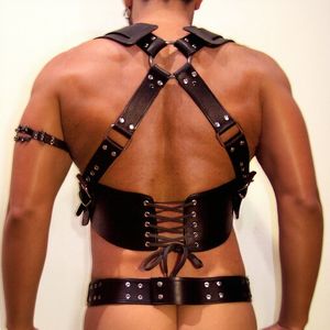 Cinturón de arnés de cuero PU para hombre al por mayor, ropa interior Sexy con correa de Bondage para el cuerpo, cinturones de hombro, tirantes, accesorios de juego de rol - Product Image 1
