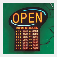 Enseigne néon LED ouverte/fermée pour heures de travail, affichant les heures d'ouverture du restaurant/magasin, panneau néon LED