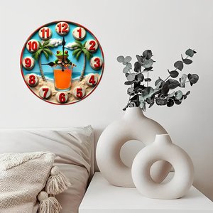Round Wooden Wall <b>Clock</b> 25cm Diameter Natural Wood Frame Silent <b>Movement</b> Modern Simple Home Hotel Cafe Decor - Product Image 3