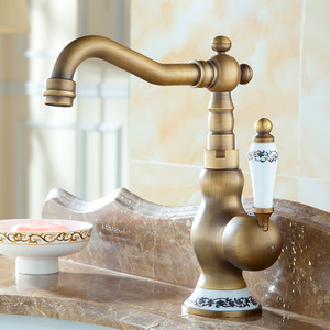 Grifo de Lavabo Moderno de Estilo Antiguo, Grifo Monomando de Cobre Cepillado, Mezclador de Agua para Lavabo de Baño - Product Image 2