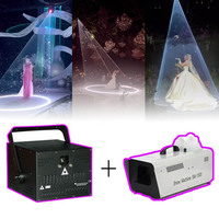 Lumière laser d'animation RVB couleur DMX 10W pour mariage + machine à neige télécommandée 1500W