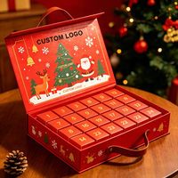 Boîte cadeau calendrier de l'avent personnalisée en gros, 24 jours, compte à rebours de Noël, motif sapin, cloche, flocon de neige, emballage à rabat