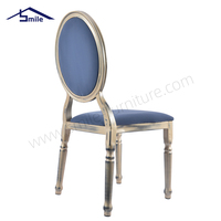 Chaises de banquet VIP en cuir noir et métal doré, empilables, pour événements, avec dossier rond, vente en gros