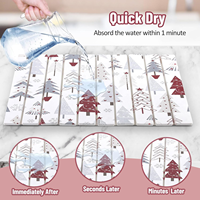 Tapis absorbant écologique en terre de diatomée CC, motif imprimé UV, Alfombra Diatomita de Noël pour ustensiles, casseroles et bouteilles