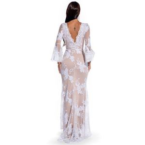 New Hộp Đêm Sexy Rhinestone Studded Sheer Lưới Sáng Bóng Của Phụ Nữ Ăn Mặc Dài Váy Cưới Cho Phụ Nữ Bên Váy - Product Image 5