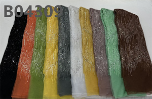 CHOCOO 도매 웨딩 자수 레이스 원단 OEM 레드 나이지리아 스팽글 페르시 레이스 원단 여성용 원피스 - Product Image 6