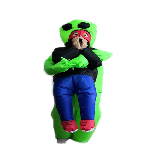 Cadılar bayramı komik yüksek kaliteli şişme Ufo uzay gemisi Alien kostüm yeşil Alien şişme kostümleri çocuklar için
