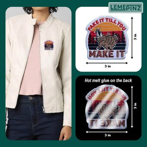 Parche bordado termoadhesivo de 3 pulgadas con la frase 'Fake It Till You Make It' para sombreros, ropa y mochilas - Product Image 5