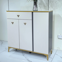 Meuble à chaussures moderne blanc pour entrée, pieds dorés, mobilier pour maison et hôtel, vente en gros