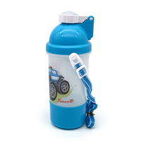 Bouteille d'eau en plastique écologique pour enfants, avec couvercle à clip et paille, personnalisable avec logo, motif dessin animé, pour le sport et les voyages, vente en gros
