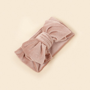 Bandeau pour bébés filles en coton velours côtelé, 16 couleurs, très doux, élastique, uni, avec joli nœud fait main, marque Lollipop, idéal comme cadeau - Product Image 4