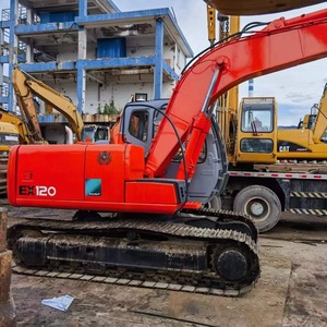 Excavadoras de cadenas Hitachi EX120 de 12 toneladas de segunda mano con pocas horas de uso, de Japón, con certificación CE, accesorio de pulgar usado, acoplador rápido y martillo rompedor. - Product Image 3