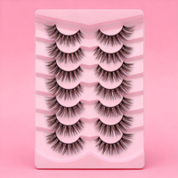 Vente en gros d'usine de bandes de cils 3D en soie naturelle, cils vaporeux, faux cils vegan, 8 paires de faux cils en vison, boîte de cils personnalisée