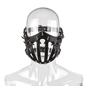 Máscara Facial de Cuero Sexy con Colmillos Metálicos Dorados o Plateados, Máscara de Bondage Fetiche para Parejas, Juegos de Rol SM - Product Image 4