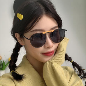 Lunettes de soleil Qianai à monture ronde, champagne, bleu océan, monture dorée, verres en polycarbonate, protection UV 100%, unisexe, protection solaire, pêche, voyage - Product Image 4