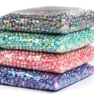 2023 fábrica al por mayor 6mm 8mm colores del arco iris cuentas de perlas de plástico ABS con agujero para accesorios de bricolaje