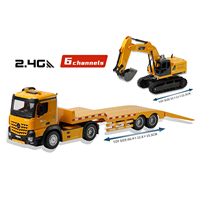 Camion télécommandé militaire avec pelle hydraulique, véhicule d'ingénierie, jouet RC pour enfants avec lumières pour garçons et filles