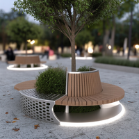 Banco Circular Arquitectónico con Estructura Metálica y Asientos de Madera para Parques, Patios y Paisajes