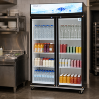 Réfrigérateur commercial à deux portes vitrées, combiné, certifié Energy Star CE, refroidisseur de boissons