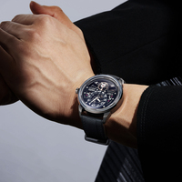 Montre mécanique automatique pour homme Mark Fairwhale, boîtier en métal 43 mm, bracelet en caoutchouc, tourbillon squelette, étanche, lumineuse, Cosmic FW-6026