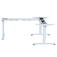 Ada en forme de L électrique réglable en hauteur à trois pieds et trois moteurs cadre de bureaux pour ordinateur portable debout avec angle de 90