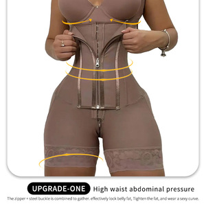 Tunique grande taille européenne et américaine en nylon, anti-bactérienne, sculptante, à fines bretelles, boutonnée, avec fermeture éclair sur le devant et taille ajustée - Product Image 3