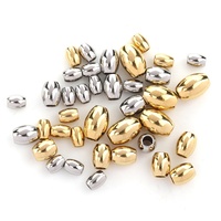 Perles d'espacement ovales en acier inoxydable plaqué or 18 carats pour bracelet en cuir, accessoires de fabrication de bijoux, perles en vrac