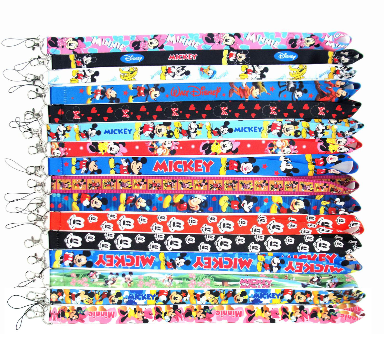 Portable Cute Cartoon Mickey Minnie Lanyards Satin Accessories Anti-Lost Neck Strap Card Holder Phone Case Lanyards Wholesale